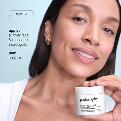 philosophy hope in a jar barrier restore cream – with ha+ complex, cica & ceramides – intensely hydrating moisturizer for dry, sensitive skin – repairs & soothes