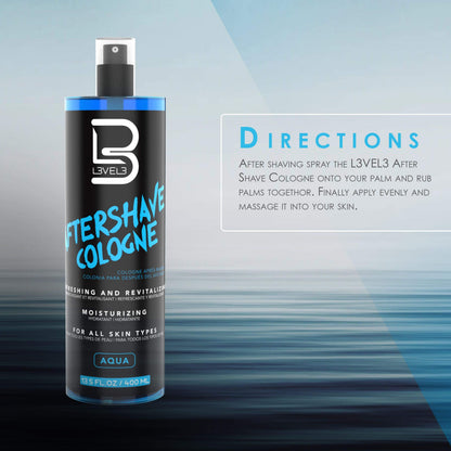 L3 Level 3 After Shave Spray Cologne - Softens Skin - Refreshes and Relieves Face and Skin - Moisturizing Formula Level Three After Shaving 13.5 floz/ 400ml