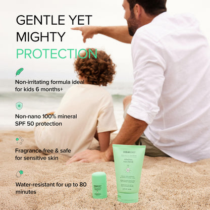 MDSolarSciences Mineral KidCrème SPF 50 | Gentle Broad-Spectrum Kids Sunscreen | Zinc Oxide & Squalane Formula | Water-Resistant, No White Cast | Safe for Sensitive Skin | Fragrance-Free (3.4 Fl Oz)