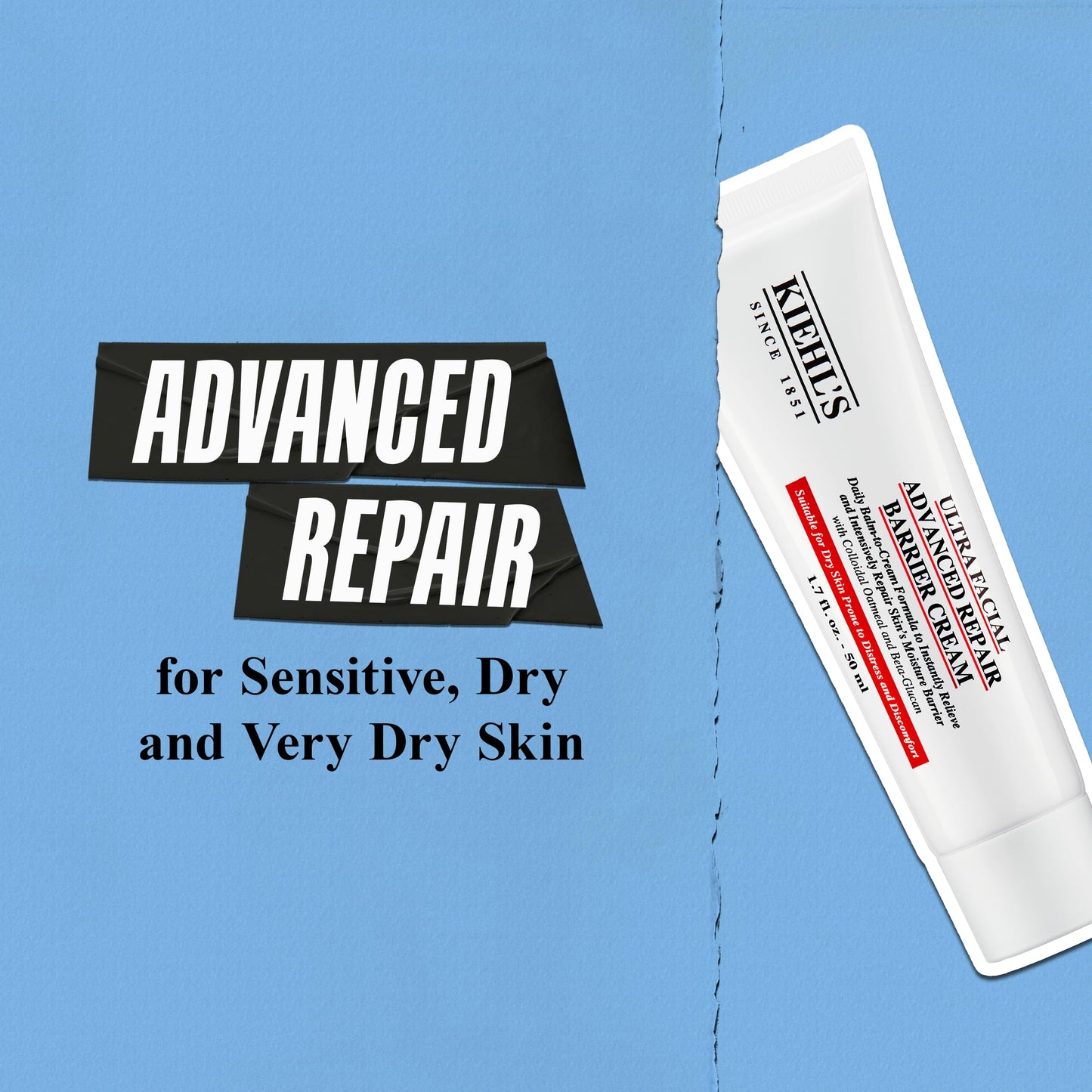 Kiehl's Ultra Facial Advanced Repair Barrier Cream, Intensive Treatment Relieves Dry + Sensitive Skin, Rapidly Reduces Redness and Soothes, Fast-Absorbing Breathable Formula, Paraben-Free - 1.7 fl oz