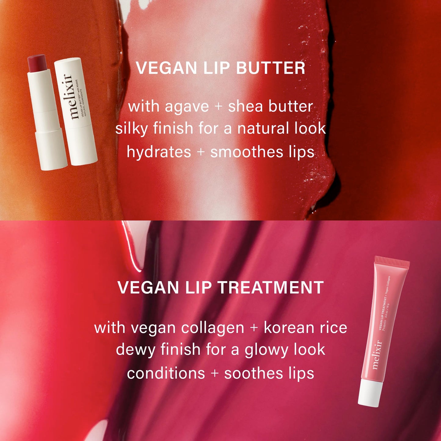 Melixir Vegan Lip Treatment, Sheer Tinted Lip Balm for Instant Hydration & Shine, Moisturizing Lip Gloss, Infused with Vegan Collagen & Jojoba Oil, Cruelty-Free, Korean Skincare-4 Berry(0.5oz/15g)