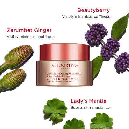 Clarins V-Facial Intensive Wrap Face Mask | Award-Winning Facial Contouring Mask | Visibly Reduces Puffiness and Swelling Caused by Stress,Heat and Hormonal Changes | Promotes Even Skin Tone | 2.5 Oz