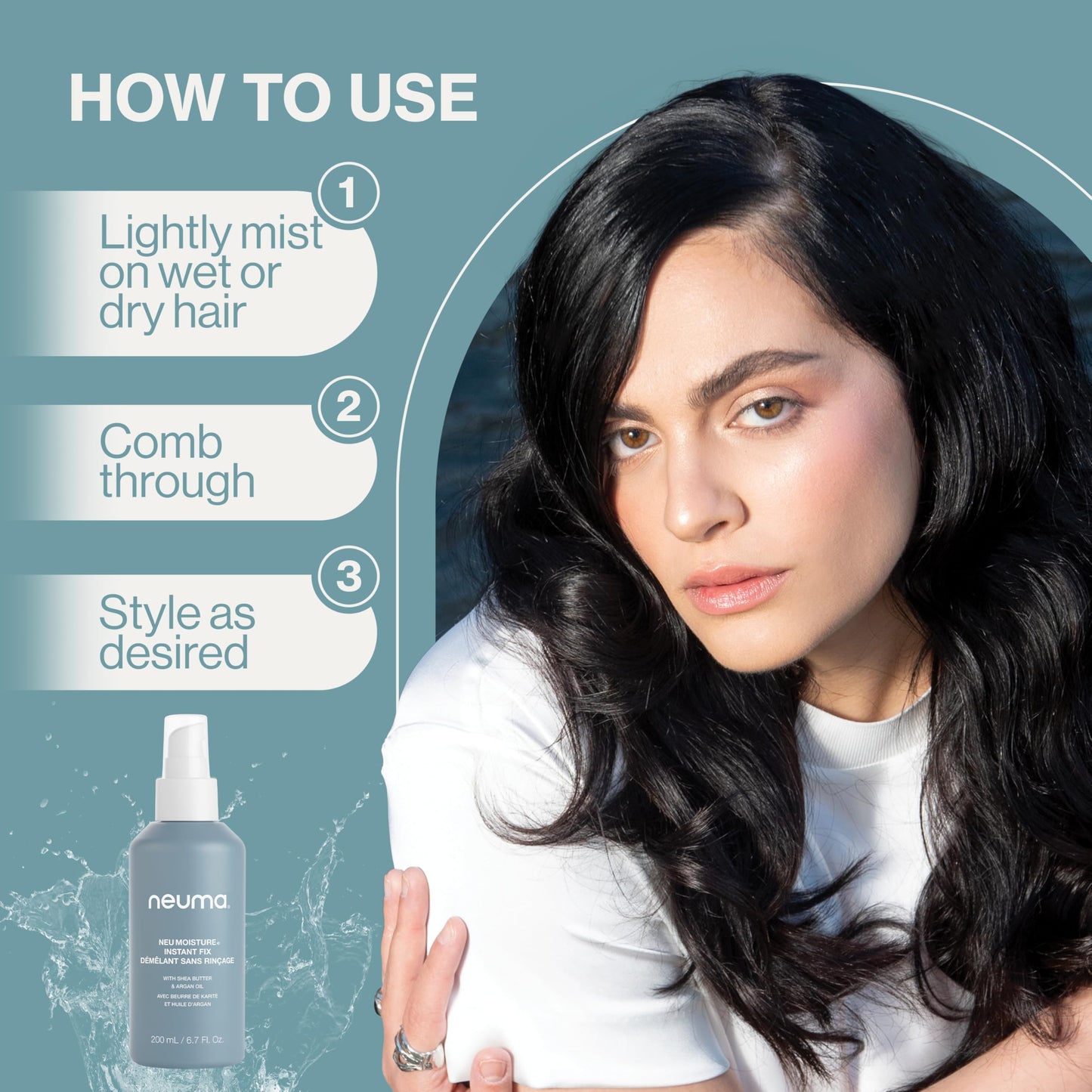 Neuma Neu Moisture Instant Fix Leave In Hair Treatment Spray 6.7Fl. Oz. Detangles, Nourishes, Protects, Kalette, Coconut, and Vanilla Scent