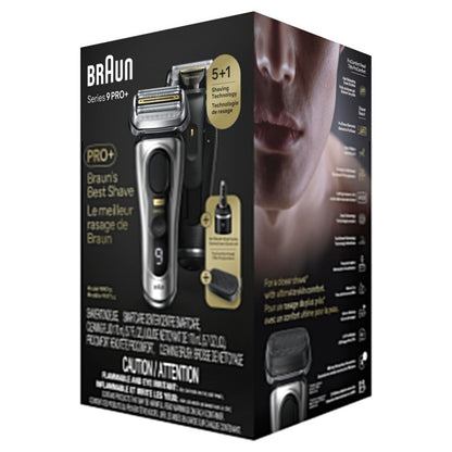 Braun Series 9 PRO+ Electric Razor for Men, 5 Pro Shaving Elements and Shave-Preparing ProComfort Head for Closeness & Skin Comfort, 6in1 SmartCare Center, Wet or Dry Shaver, Charging Stand, 9597cc