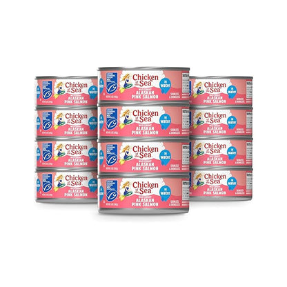 Chicken of the Sea Alaskan Pink Canned Salmon in Water, 5 Ounce Cans, 12-Count – High Protein Skinless & Boneless Wild Caught Salmon – Delicious Wild Salmon for Burgers, Pasta, & More