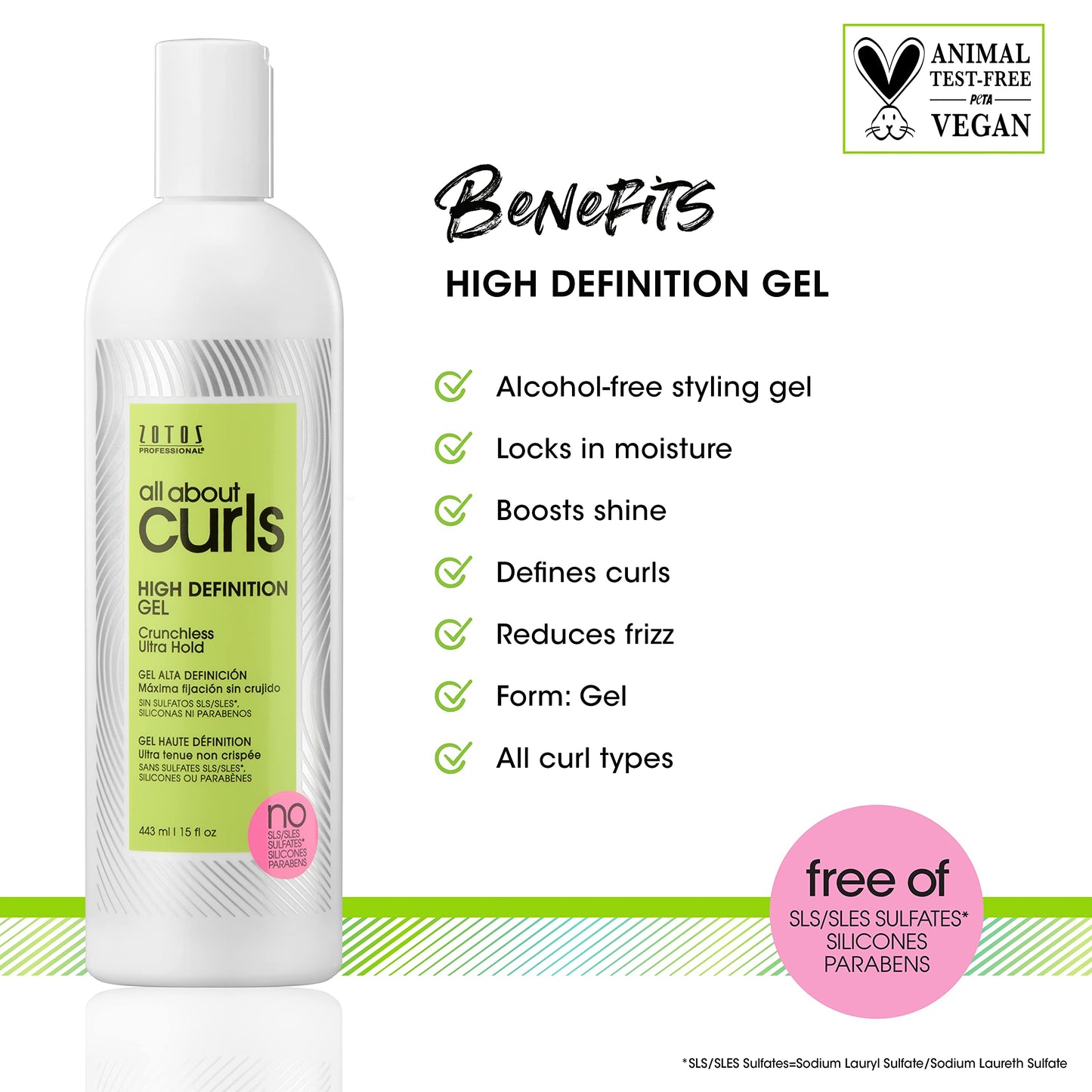 ALL ABOUT CURLS High Definition Gel | For Curly Hair Styling | Alcohol-Free | Moisturize, Define & Enhance Texture | Reduce Frizz & Boost Shine | Crunchless Ultra Hold | Vegan, Sulfate & Paraben Free