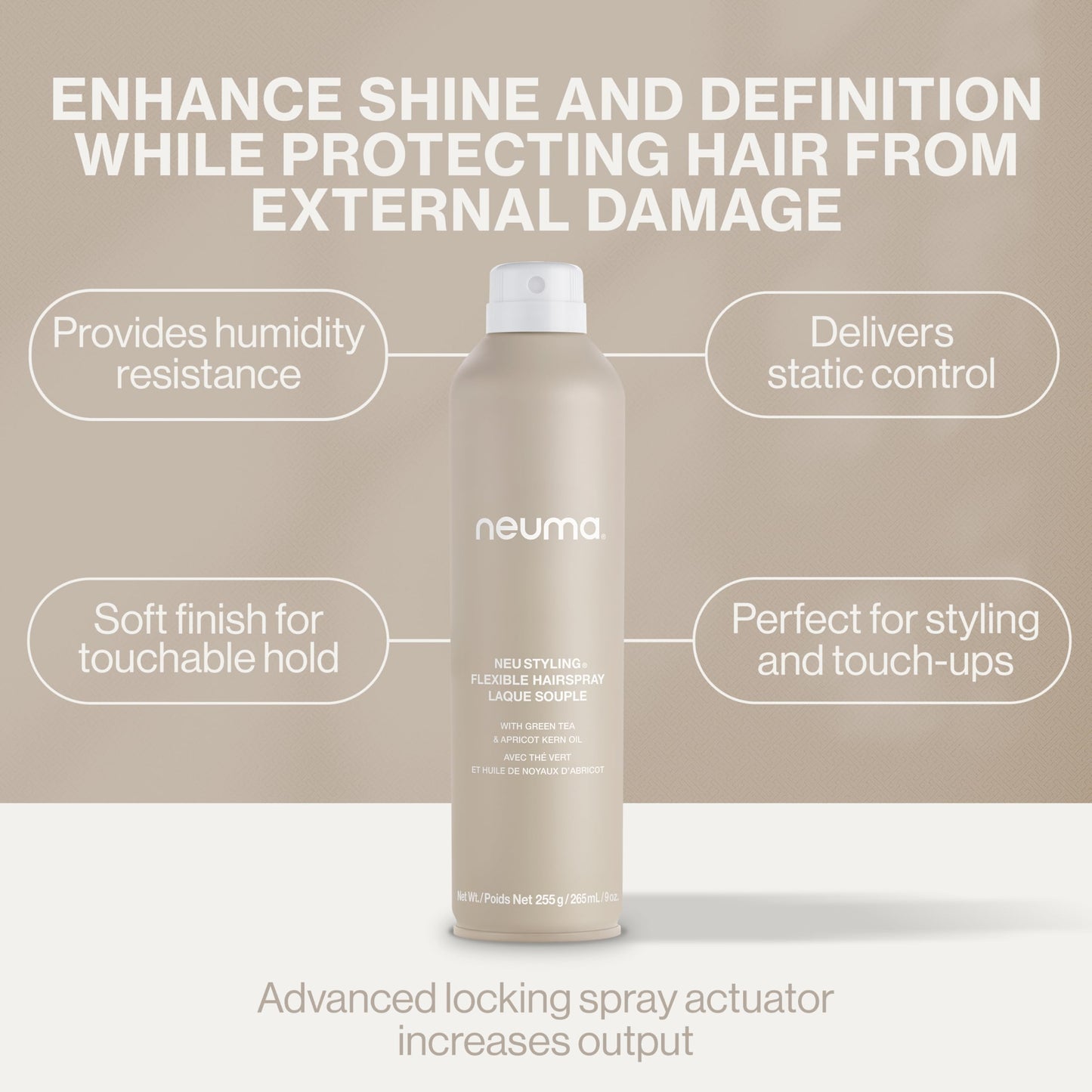 Neuma Neu Styling Flexible Hair Spray 9 Fl. Oz. Hairspray for Women with Lavender, Mandarin & Vanilla Scent, Flexible Hold Styling Hairspray
