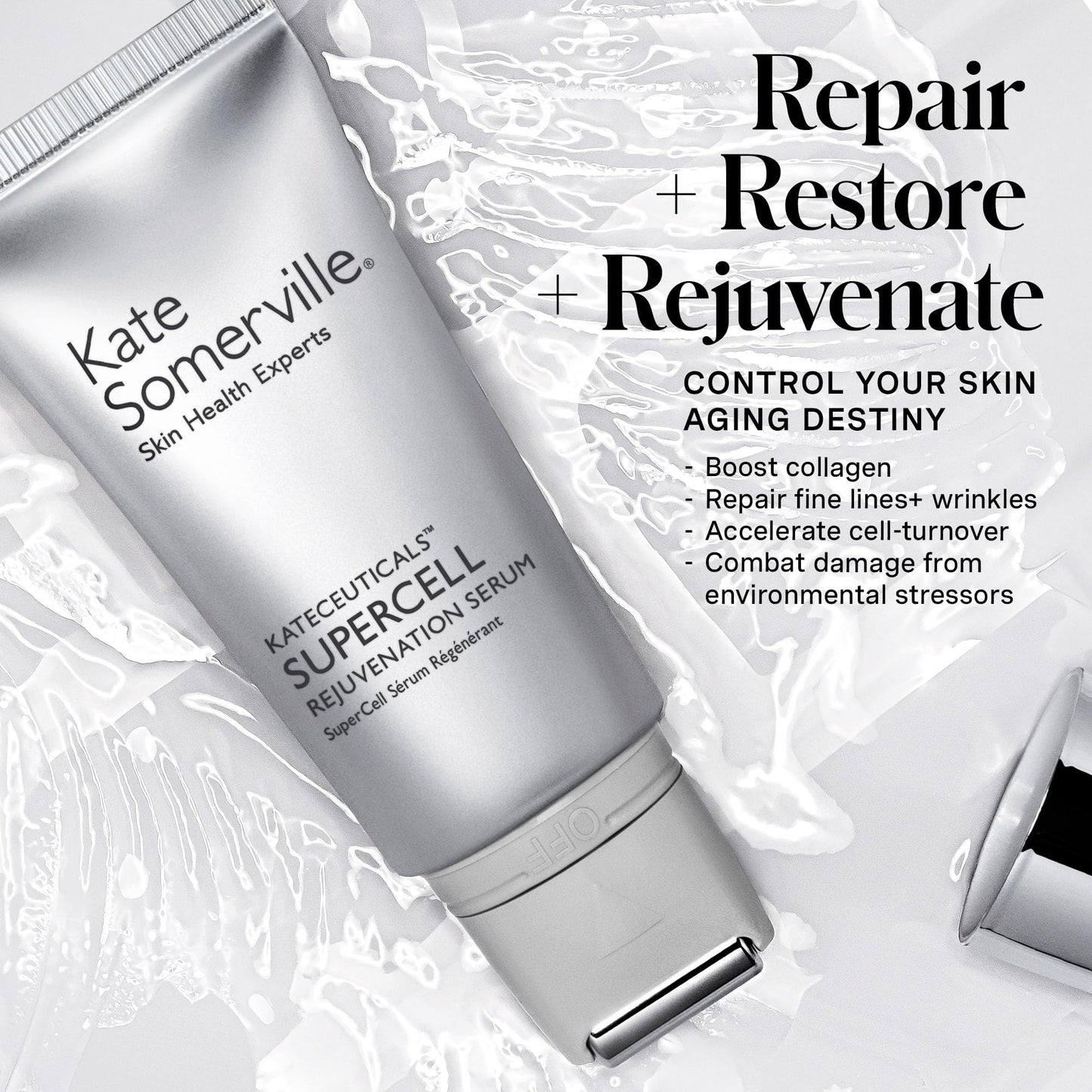 Kate Somerville KateCeuticals® SuperCell – Rejuvenation Peptide Serum to Repair Damaged Skin and Reduce Fine Lines and Wrinkles, 1 Fl Oz
