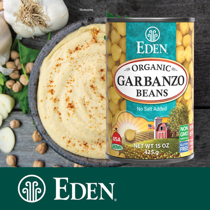 Eden Organic Garbanzo Beans, Chickpeas, 15 oz Can (12-Pack Case), No Salt Added, Non-GMO, Gluten Free, Vegan, Kosher, U.S. Grown, Heat and Serve, Macrobiotic