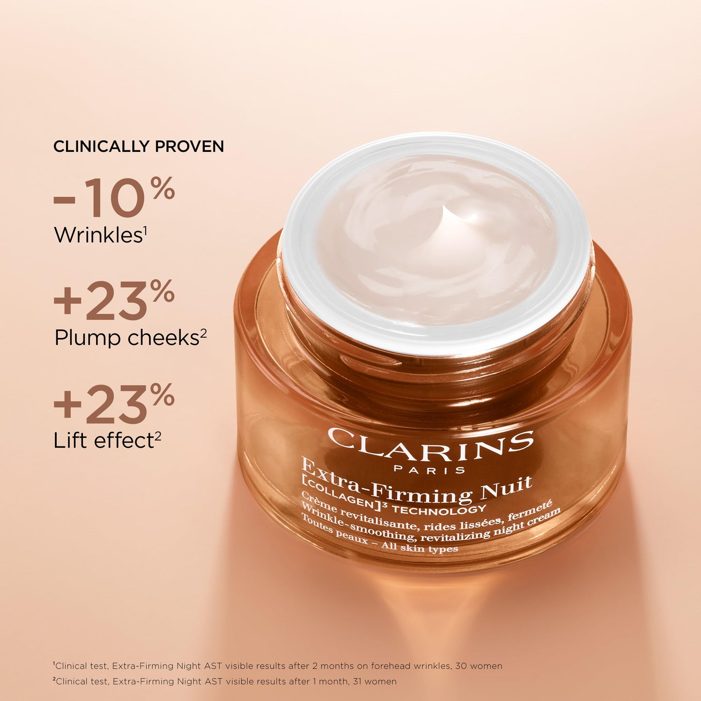 Clarins NEW Extra-Firming Night Moisturizer | Firming and Renewing Anti Aging Night Cream | Contains Collagen Polypeptide, Avocado Peptides & Niacinamide | Refillable | All Skin Types | 1.7 Ounces