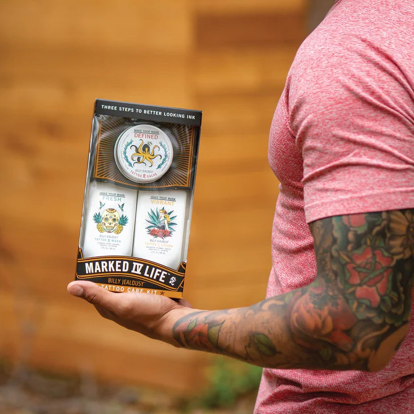 Billy Jealousy Marked IV Complete Tattoo Care Kit, Make Your Mark Defined, Fresh and Vibrant, Includes Aftercare Ink Salve, Brightening Soap and Moisturizing Tattoo Lotion
