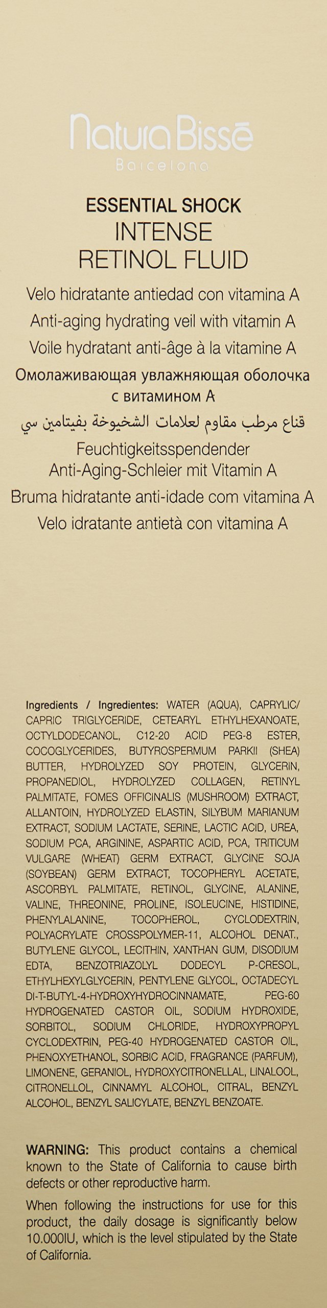 Natura Bissé Essential Shock Intense Retinol Fluid, Anti-Aging Hydrating Fluid, Firms, Smooths & Rejuvenates, For All Skin Types, 1.7 Oz