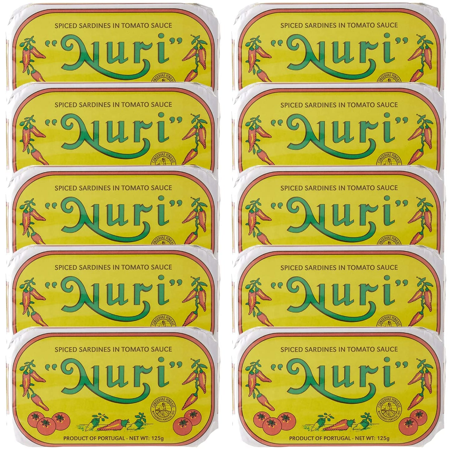 NURI Portuguese Sardines in Spiced Tomato Sauce - 10 Pack - (4.4 oz cans)