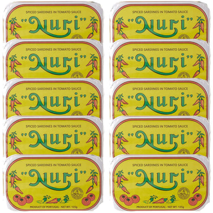 NURI Portuguese Sardines in Spiced Tomato Sauce - 10 Pack - (4.4 oz cans)