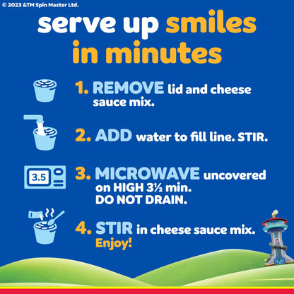 Kraft Nickelodeon Paw Patrol Mac and Cheese, 4 Cups, for Easy Dinner or Dinner Sides, Original Flavor, No Artificial Flavors, Preservatives or Dyes, 1.9 oz