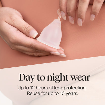 Cora Organic Feminine Care | 72 Overnight Pads with Wings and a Menstrual Period Cup | Medical Grade Silicone | Eco-Conscious | Bundle Pack