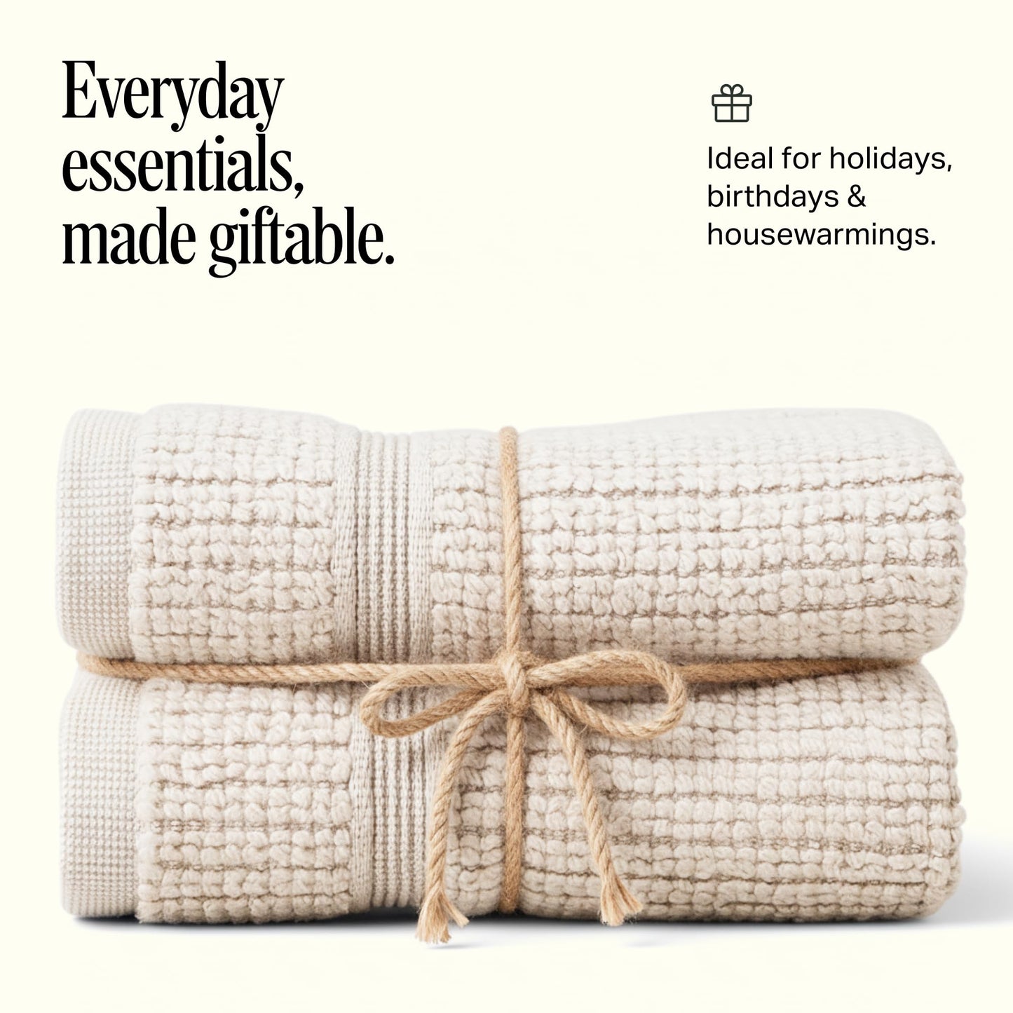 Preston Lane Douro Washcloth Set – 2 Pack Luxury Cotton Towels, Ultra Soft & Absorbent, Quick-Dry Spa-Quality Bathroom Towels, Made in Portugal, Clay