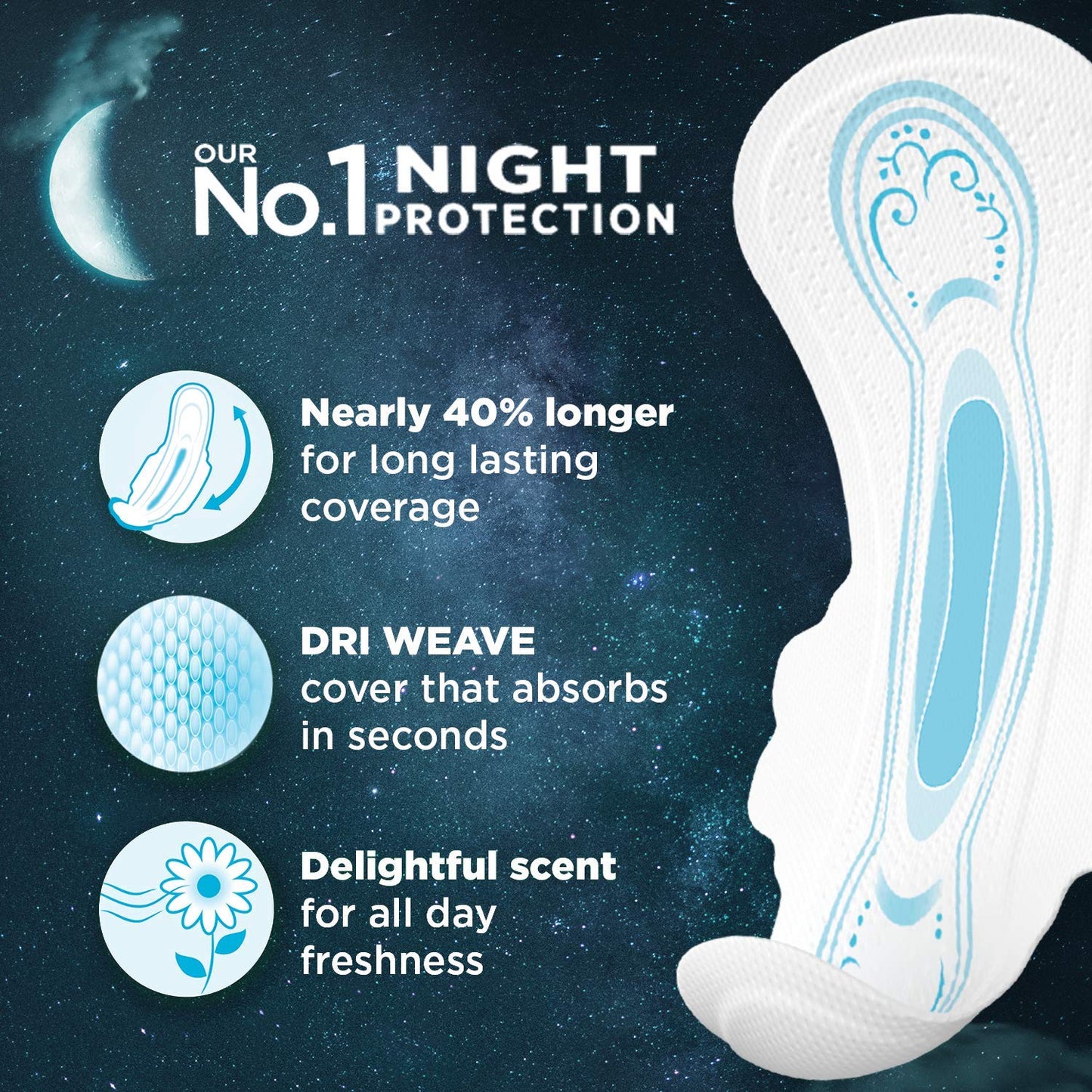 Whisper Ultra Night Sanitary Pads for Women, XXL+ 6 Napkins