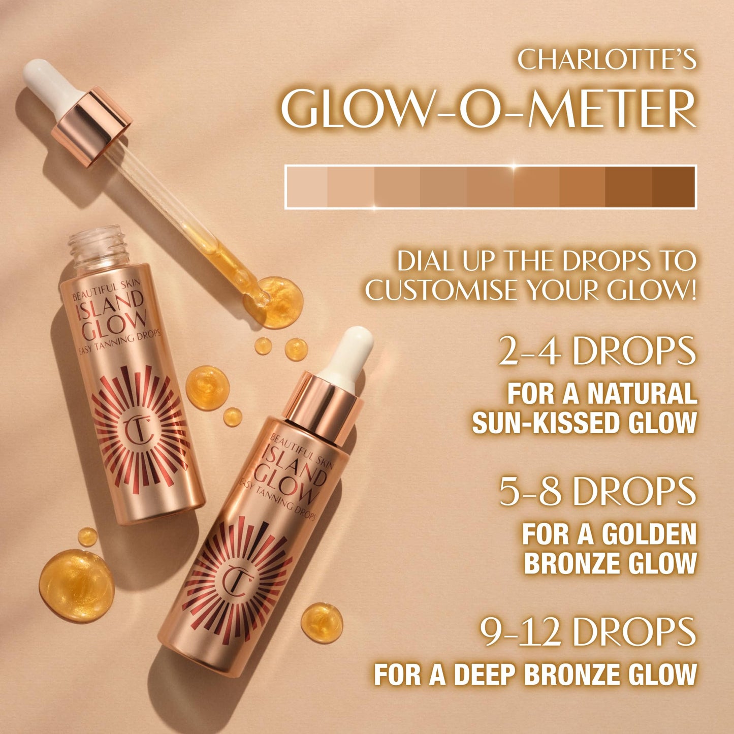 Charlotte Tilbury Beautiful Skin Tanning Drops - Body & Face Bronzing Drops Enriched with Hyaluronic Acid for Long-Lasting Hydration - Leaves Skin with a Natural, Radiant Glow