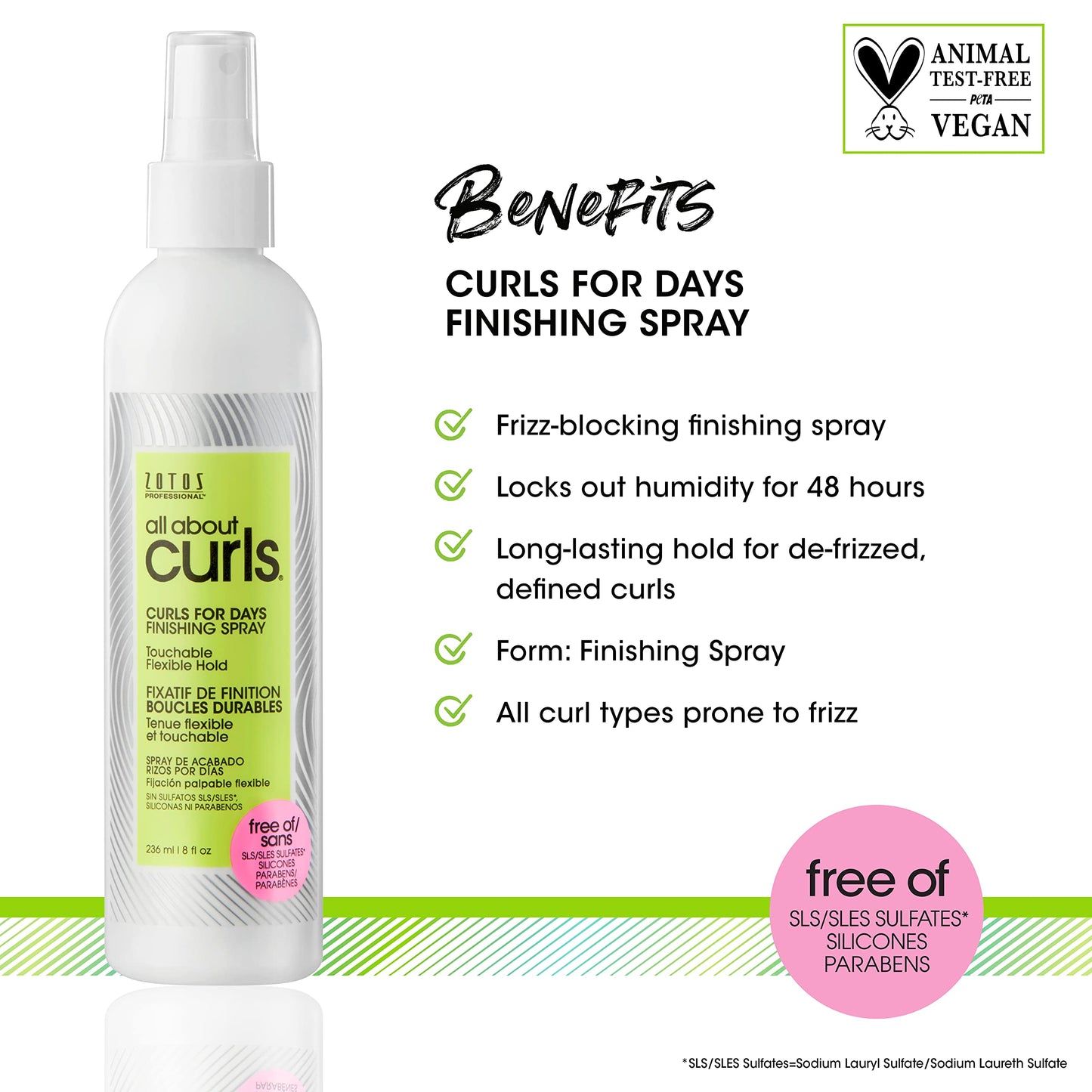 ALL ABOUT CURLS Curls For Days Finishing Spray | Touchable Flexible Hold | De-Frizz | Locks Out Humidity | All Curly Hair Types | Vegan & Cruelty Free | Sulfate Free | 8 Fl Oz