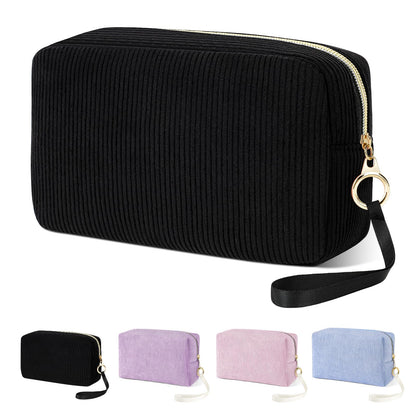 Tampon Holder for Purse, Corduroy Period Bag Sanitary Napkin Storage Bag for Girls Womens, Portable Feminine Emergency Pad Period Pouch(Black)