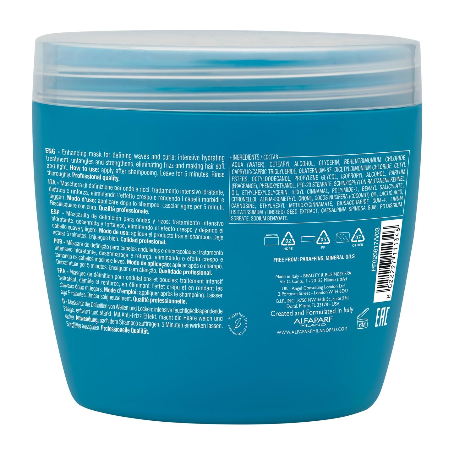 Alfaparf Milano Semi Di Lino Curls Enhancing Mask for Wavy and Curly Hair - Hydrates and Nourishes - Reduces Frizz - Protects Against Humidity - Vegan-Friendly Formula