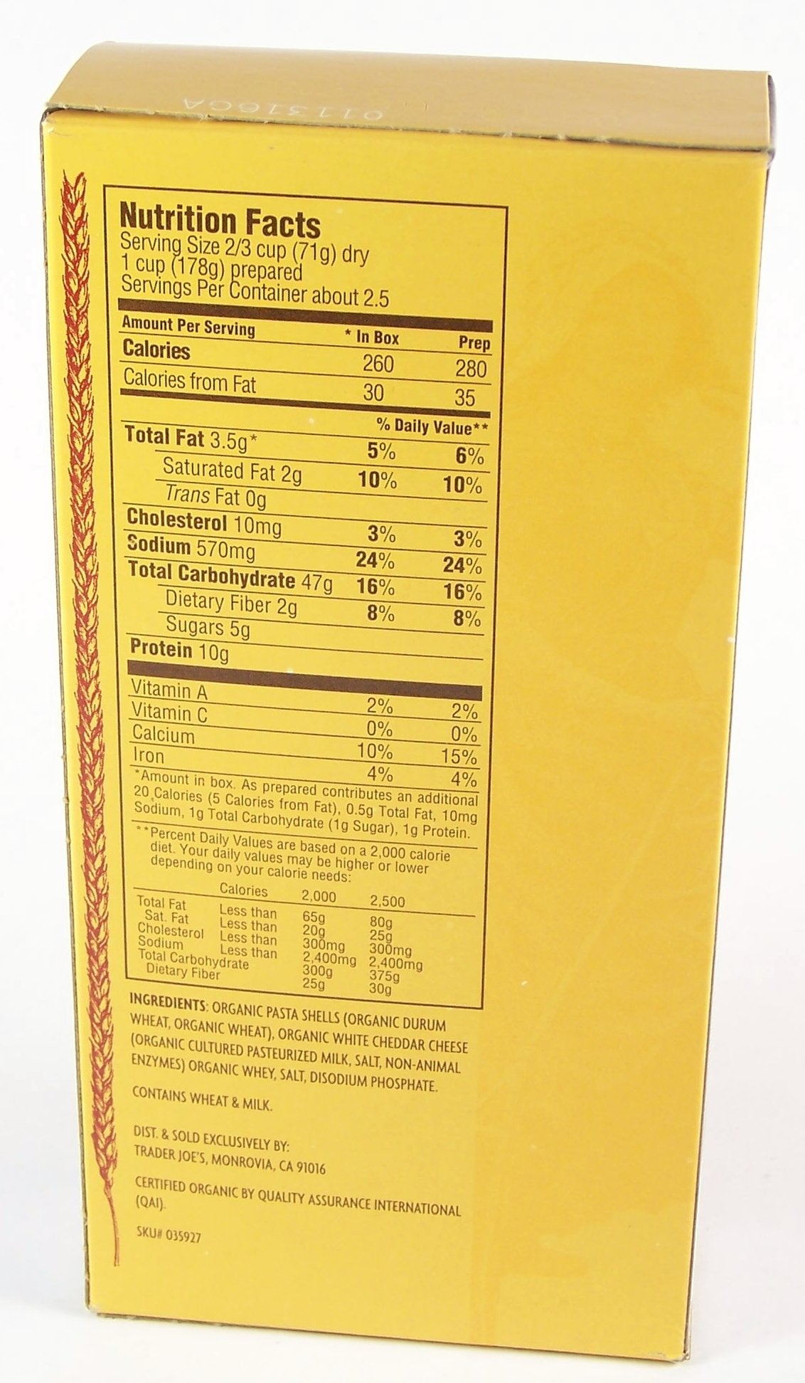 Trader Joe's Organic Shells & White Cheddar Macaroni & Cheese 6oz each (3 Pack)