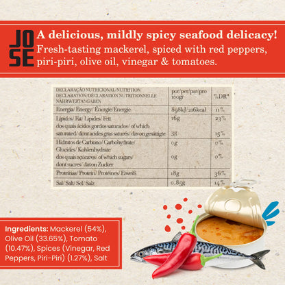 Canned Spiced Mackerel Paté by Jose Gourmet, Wild Caught Portuguese Mackerel, Canned Fish Paté, Omega 3, Fair Trade, 75g Can, Pack of 3