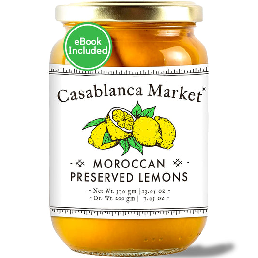 CASABLANCA MARKET Moroccan Preserved Lemons – Authentic Moroccan Preserved Lemons in Jar – Whole Non-GMO Preserved Lemon – Preserved Lemons for Couscous or Tagine Pot for Moroccan Cooking (13oz)