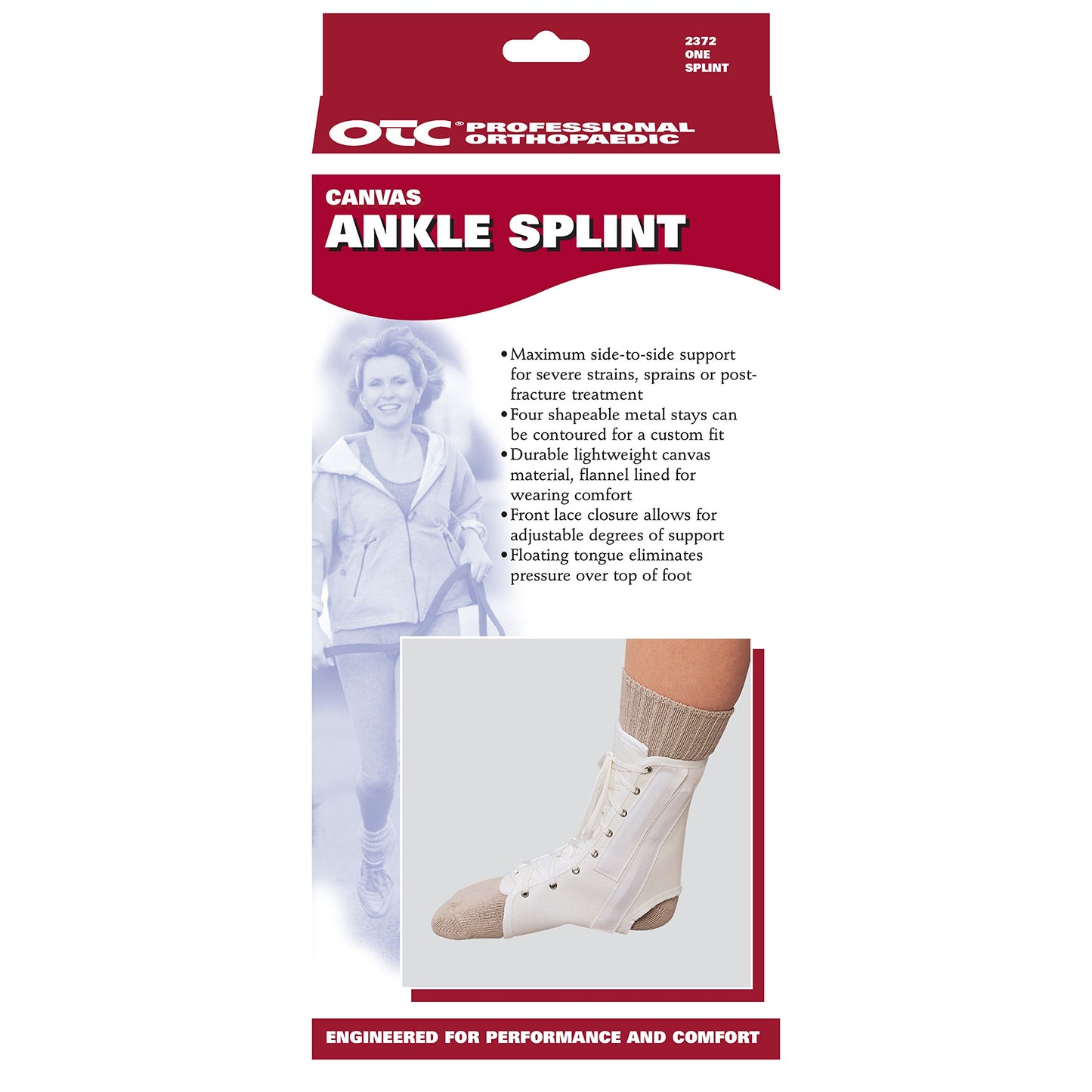 OTC Ankle Splint, Canvas Lace-Up, Rigid Metal Stays