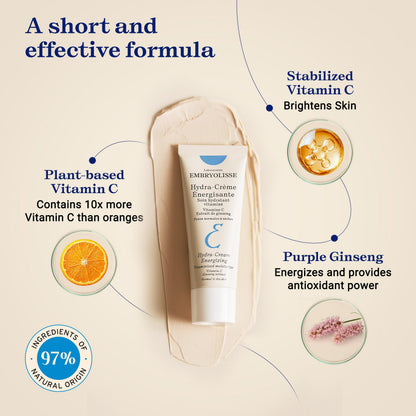 Embryolisse Vitamin C Energizing Face Moisturizer. Radiance-Boosting, Anti-Aging Daily Cream for Immediate and long-lasting hydration & Glow, 1.35 Fl Oz