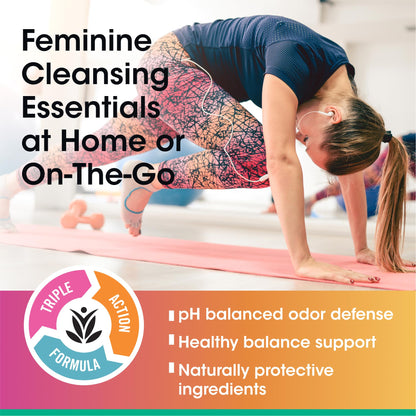 vH essentials Flushable Feminine Cleansing Wipes 32 ct. pH Balanced, Prebiotics, Tea Tree & Aloe, Soothing Witch Hazel, Odor-Blocking Formula, Paraben, Alcohol, and Fragrance-Free
