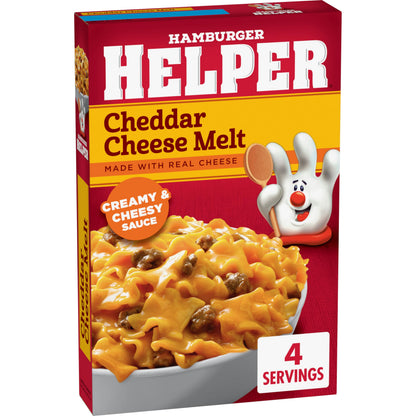 Hamburger Helper Cheddar Cheese Melt Pasta Meal (4.7 oz - 12 Pack) No Artificial Flavors, Ready in 3 Easy Steps, Quick Meals Perfect for Midweek Dinners, Busy Evenings & Families On-the-Go