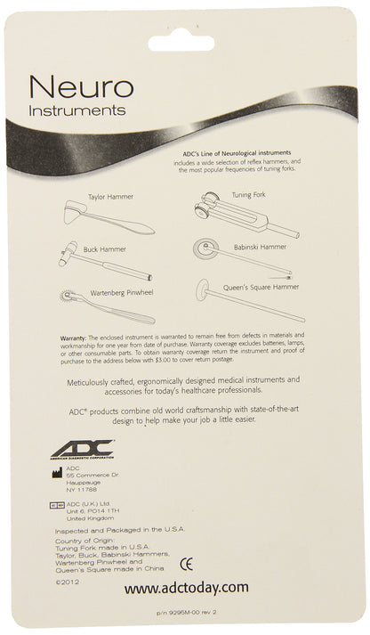 ADC Buck Neurological Hammer with Concealed Brush and Needle, Chrome-Plated Medical Instrument