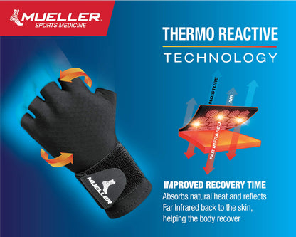 Mueller Sports Medicine Reversible Compression Glove for Men and Women, Hand & Wrist Pain Relief Support, Ideal for Carpal Tunnel, Arthritis, Fits Right or Left, Black