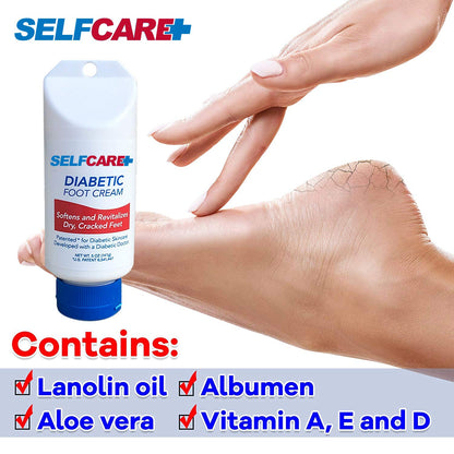 Diabetic Foot Cream For Dry Cracked Feet. Leaves Hands Legs, Feet & Body Smooth Patented Lotion, 5 oz