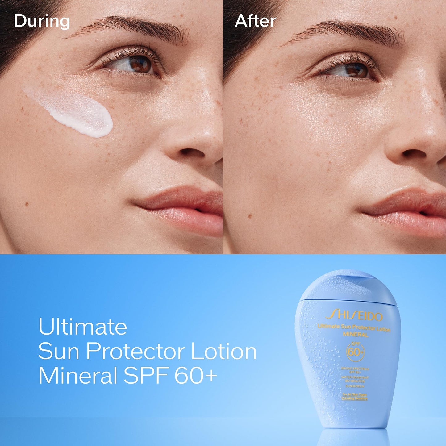 Shiseido Ultimate Sun Protector Lotion Mineral SPF 60+ - Sheer, Broad-Spectrum Sunscreen for Face & Body - Visibly Improves Fine Lines, Smoothness & Skin Tone - Fragrance Free, All Skin Types