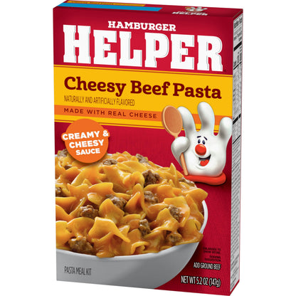 Hamburger Helper Cheesy Beef Pasta Meal (5.2 oz - 12 Pack) No Artificial Flavors, Ready in 3 Easy Steps, Quick Meals Perfect for Midweek Dinners, Busy Evenings & Families On-the-Go
