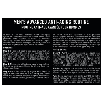 Brickell Men's Advanced Anti-Aging Routine, Night Face Cream, Vitamin C Facial Serum and Eye Cream, Natural and Organic, Unscented, Skin Care Gift Set