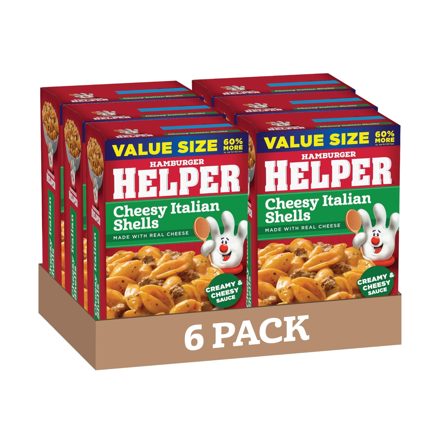 Hamburger Helper Cheesy Italian Shells Value Size Pasta Meal (9.9 oz - 6 Pack) No Artificial Flavors, Ready in 3 Easy Steps, Quick Meals for Midweek Dinners, Busy Evenings & Families On-the-Go