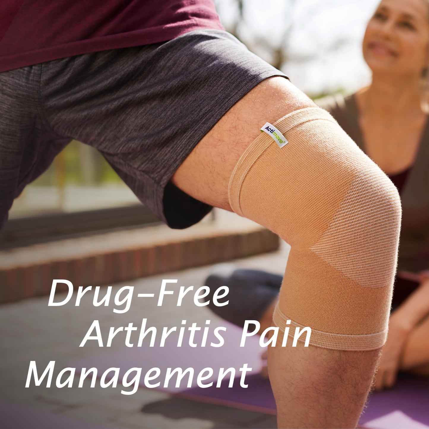 Actimove Arthritis Care Knee Support with Heat-retaining Fabric – Drug-free Pain Management for Arthritis, Increases Blood Circulation – Left/Right Wear – Beige, Small