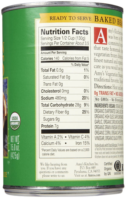 Amys, Beans Baked Vegetarian Organic, 15 Ounce