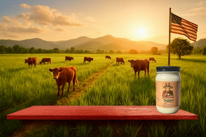 American Tallow, 100% Grass-Fed, Pasture-Raised, Non-GMO Beef Tallow, Premium Cooking Oil & Seed Oil Alternative, Healthy Traditional Fat,14 oz Glass Jar, Made in USA