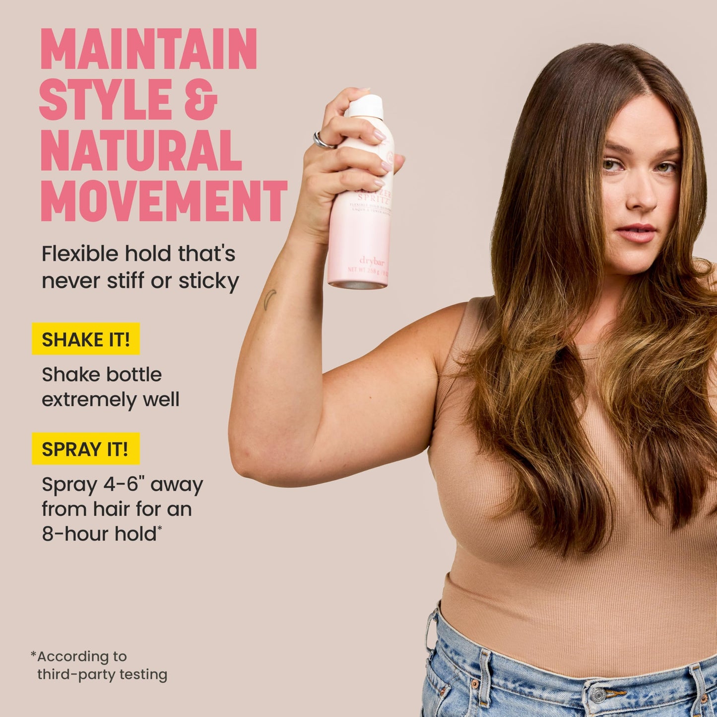 Drybar Seltzer Spritz Flexible Hold Hairspray | Holds Style for 8 Hours* with Touchable Finish, Adds Softness, Ultrafine Mist Diffuser for Even, Quick Drying Application, Vegan & Cruelty Free