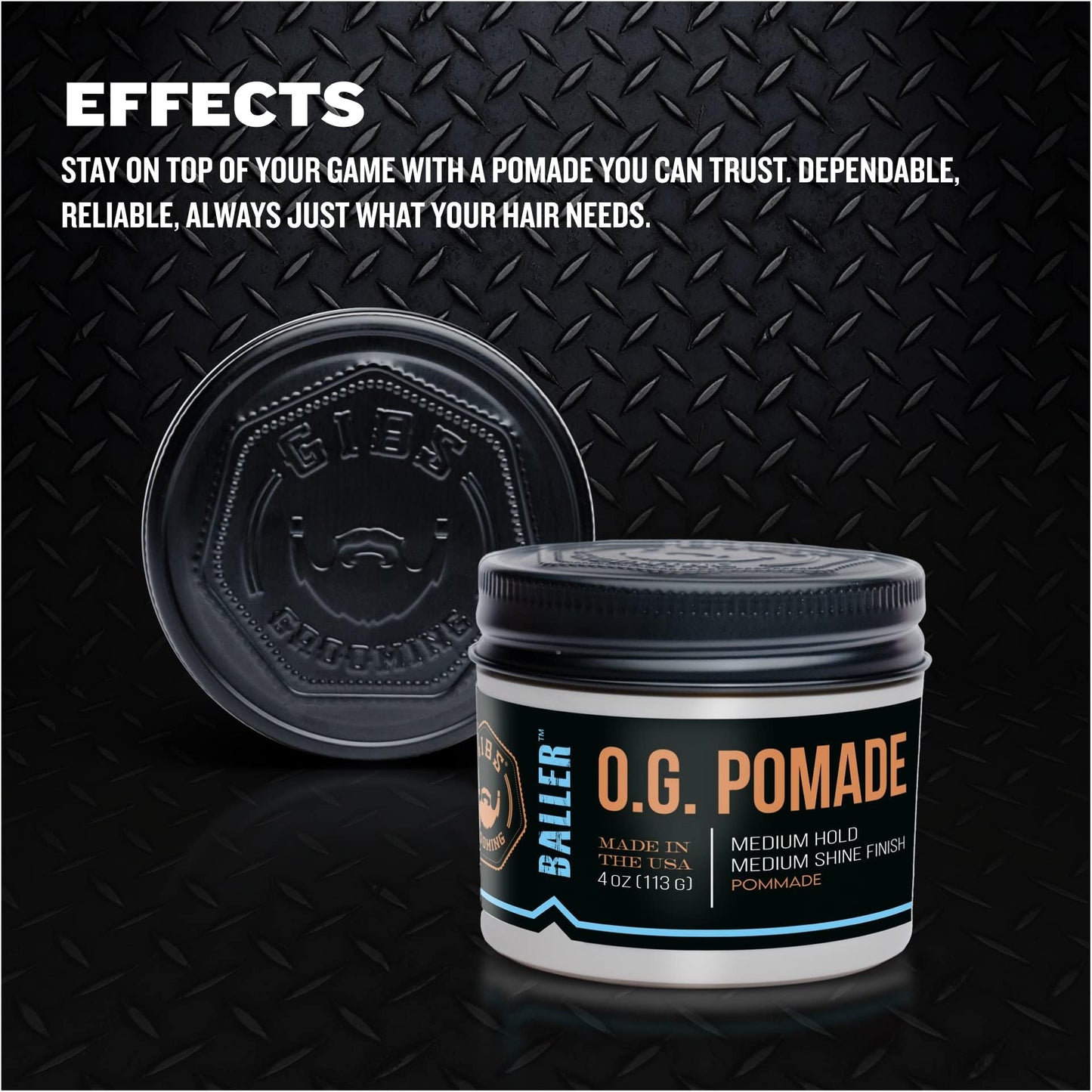 GIBS O.G. Baller Pomade, Flexible Hold and Medium Shine. Water based, Great for all Styles and Textures