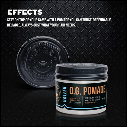 GIBS O.G. Baller Pomade, Flexible Hold and Medium Shine. Water based, Great for all Styles and Textures