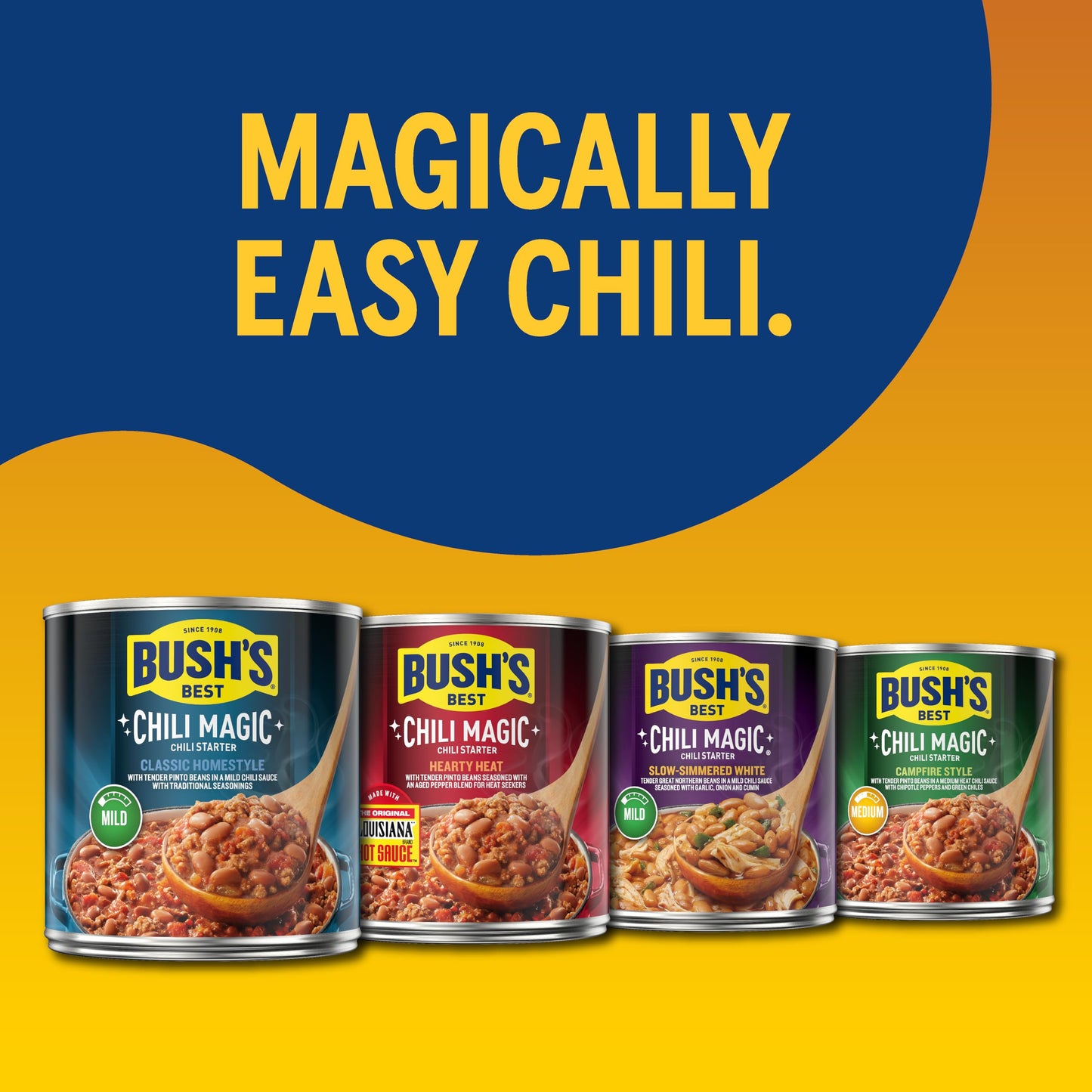 BUSH'S BEST Canned Chili Magic Chili Beans Starter Traditional Recipe (Pack of 12), Source of Plant Based Protein and Fiber, Low Fat, Gluten Free, 15.5 oz