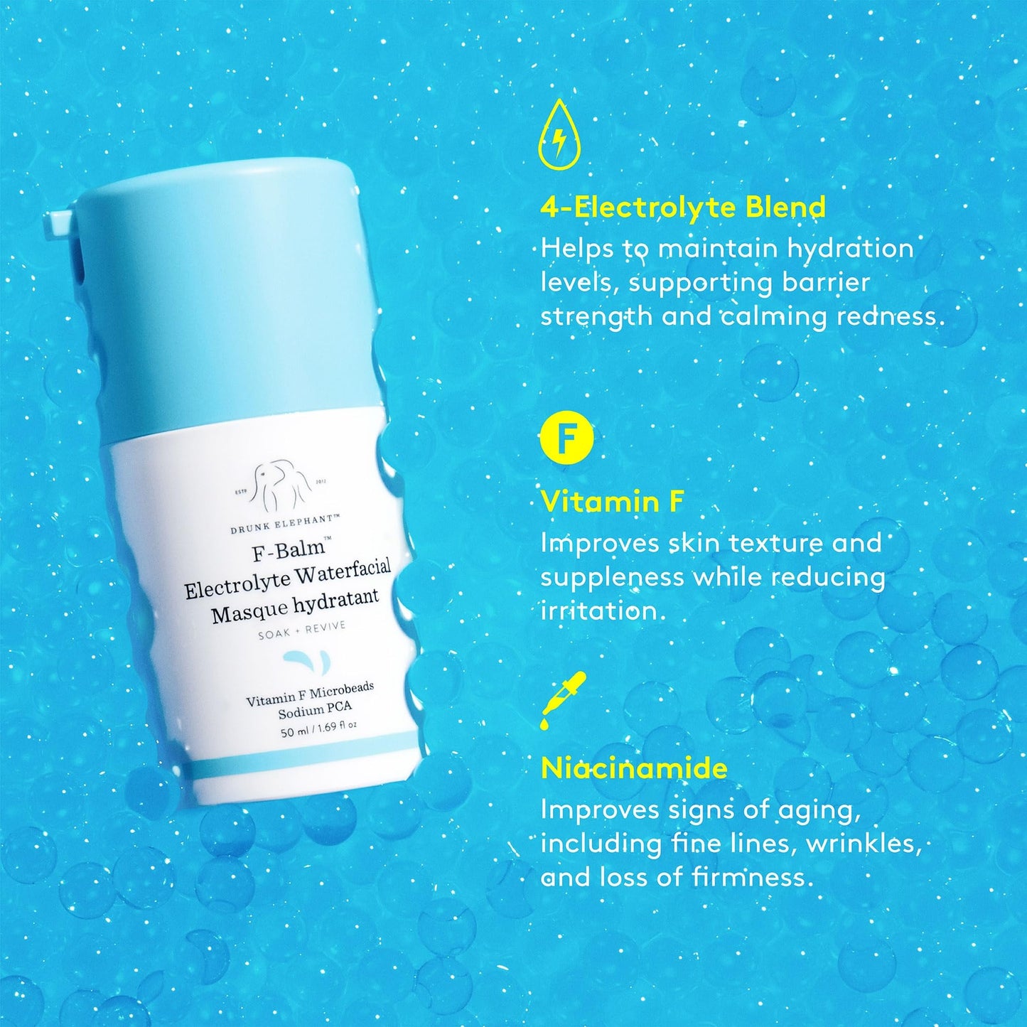 F-Balm Electrolyte Waterfacial Hydrating Mask by Drunk Elephant for Women - 1.69 oz Mask