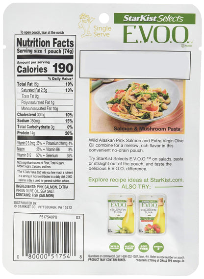StarKist Selects E.V.O.O. Wild-Caught Pink Salmon - 2.6 oz Pouch