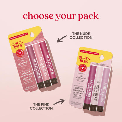 Burt's Bees Easter Basket Stuffers, Lip Shimmer Gift Set, Kissable Color, Warm Collection, 3-Pack, 0.09 oz.